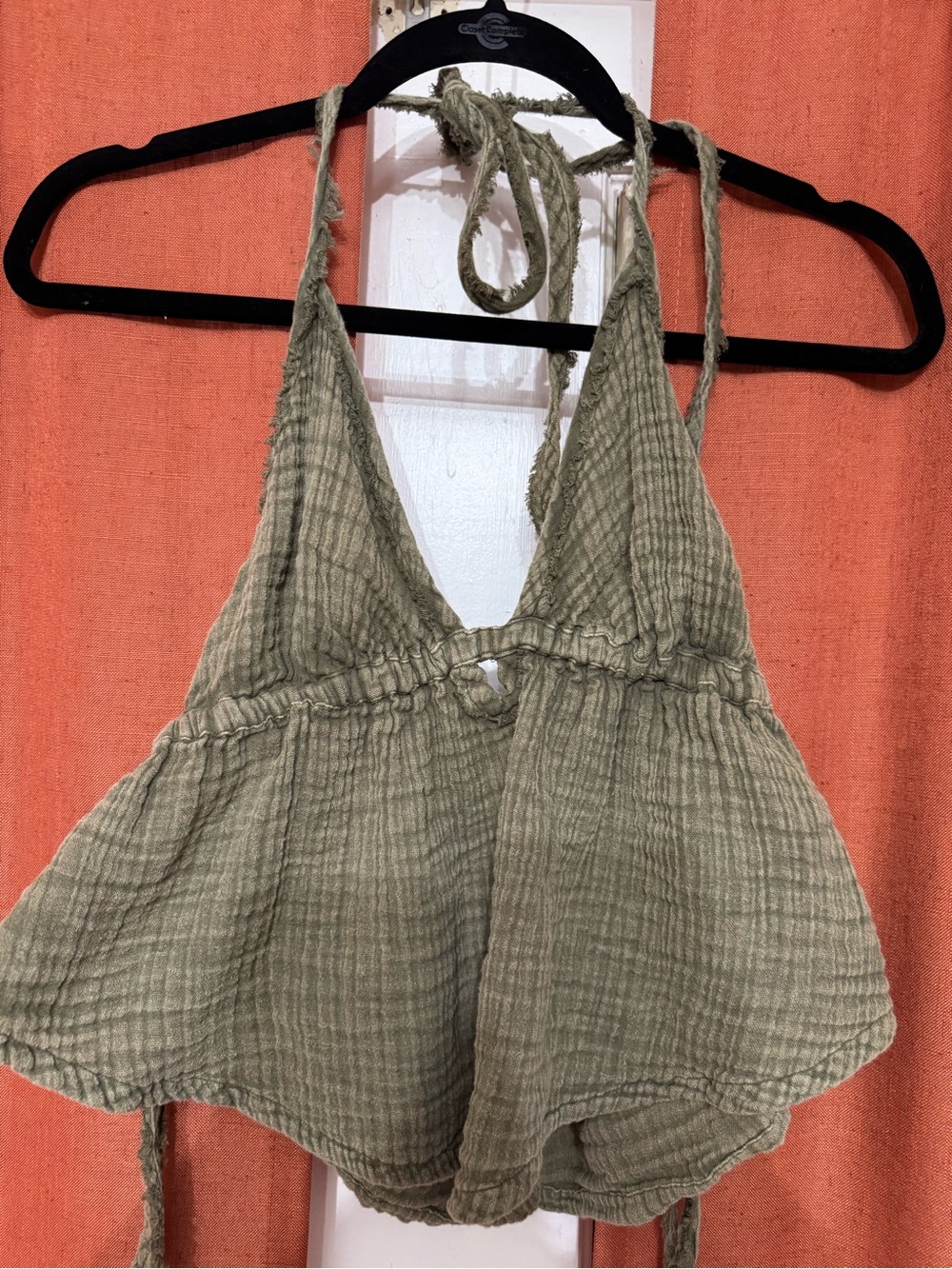 Urban Outfitters Olive Green Gauze Halter Tank Top